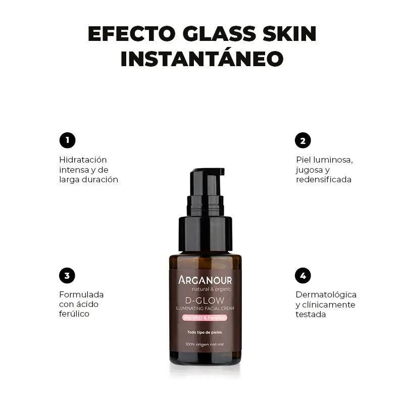 Arganour D-Glow - Creme Iluminador para o Rosto, 30 Ml