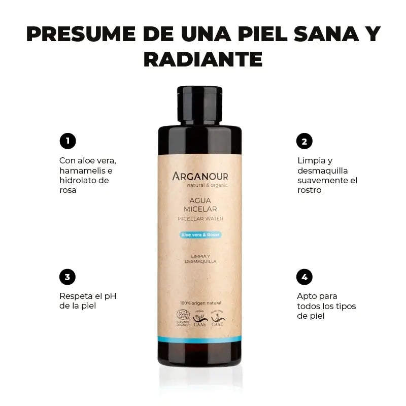 Água Micelar Facial Arganour, 250 Ml
