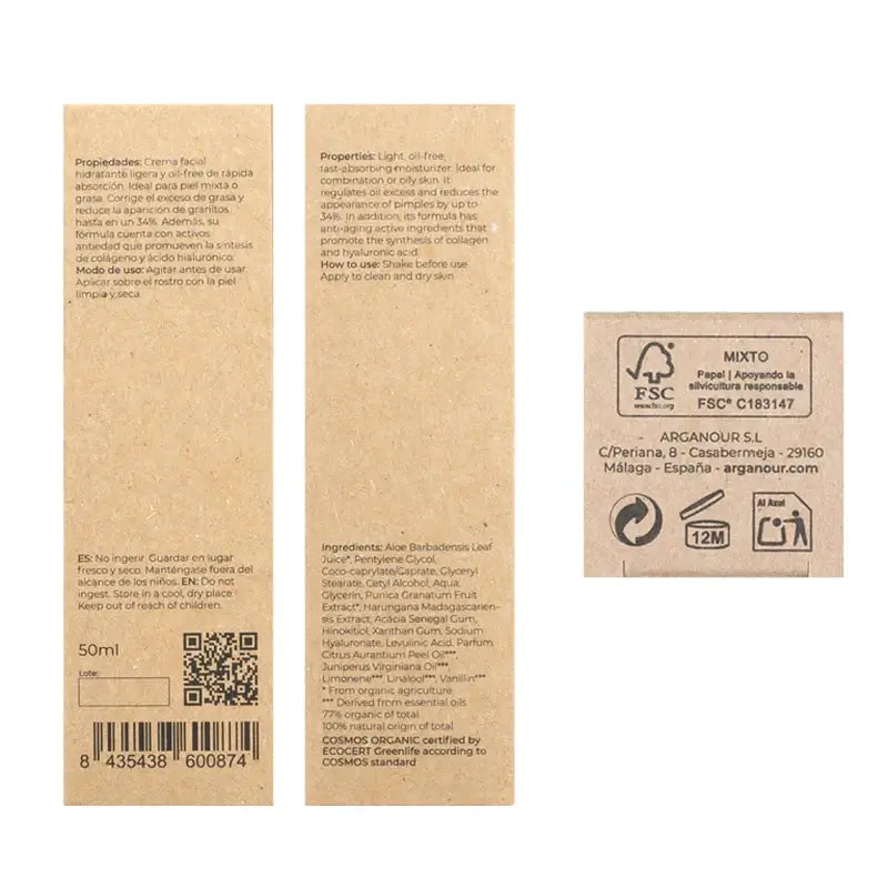 Arganour Creme Facial para Pele Oleosa/Mista, 50 Ml