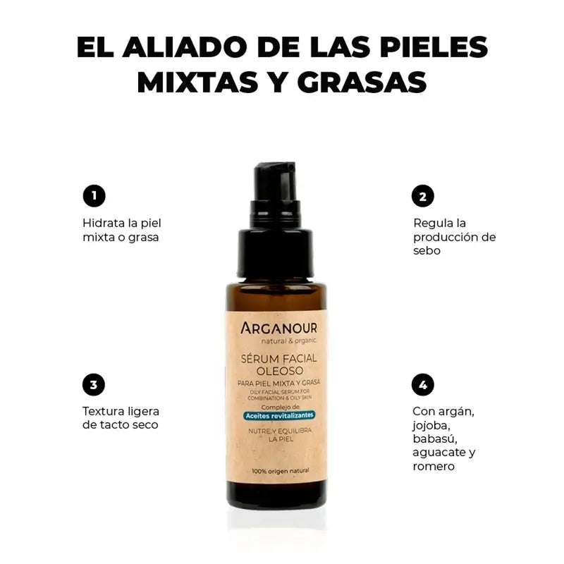 Arganour Serum Facial Nutritivo Pele Oleosa/Mista, 50 ml