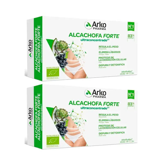 Arkopharma Arkofluido Alcachofra Forte Ultraconcentrado + Aloé Vera, 2X20 Ampolas
