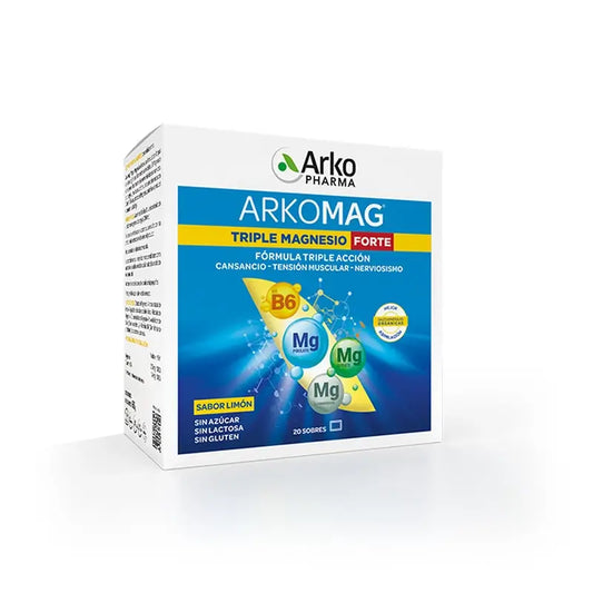 Arkopharma Arkomag Triple Magnesium Forte, 20 saquetas de limão