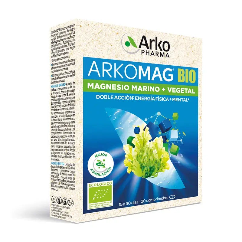 Arkopharma Arkomag BIO Magnésio Marinho + Vegetal 30Comp.
