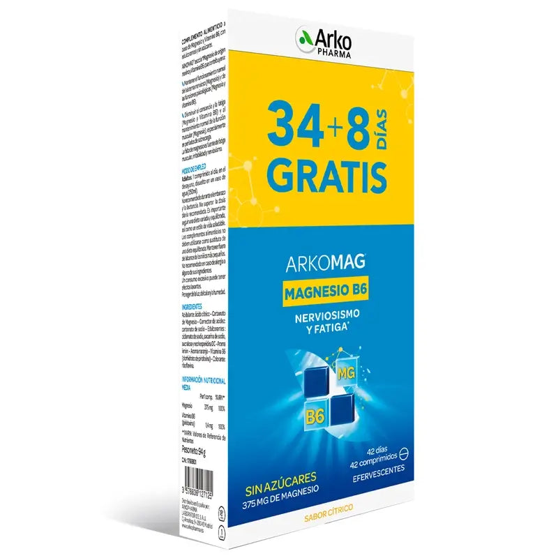 Arkomag Magnésio + B6 Pack 42 Comprimidos Efervescentes Arkopharma