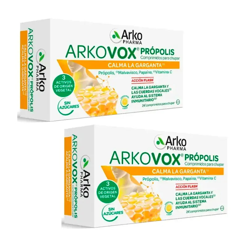 Arkopharma Arkovox Própolis Vitamina C sabor Mel-Limão, 2X24 Comprimidos