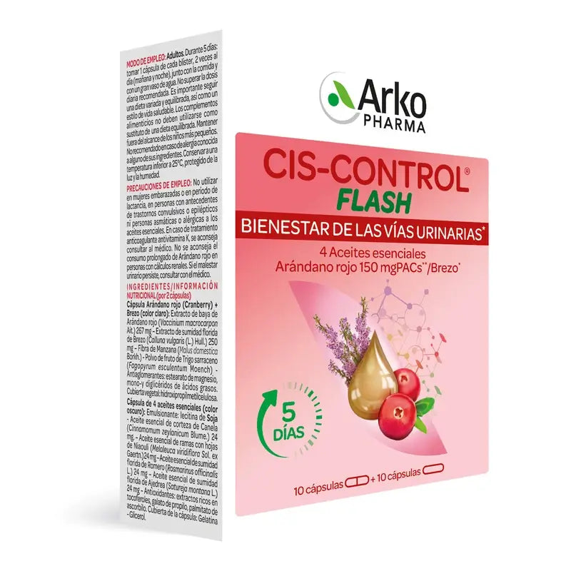 Ciscontrol Cranberola Flash 20 Capsules Arkopharma