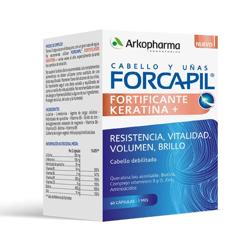 Forcapil Fortificar com Queratina 60 Cápsulas Arkopharma