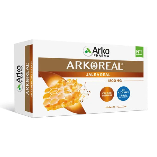 Arkoreal Geleia Real Fresca 1500mg SEM AÇÚCAR 20 Ampolas - Arkopharma