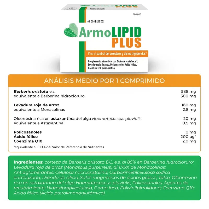 Armolipid Plus Controlo do Colesterol e dos Triglicéridos, 60 Cápsulas