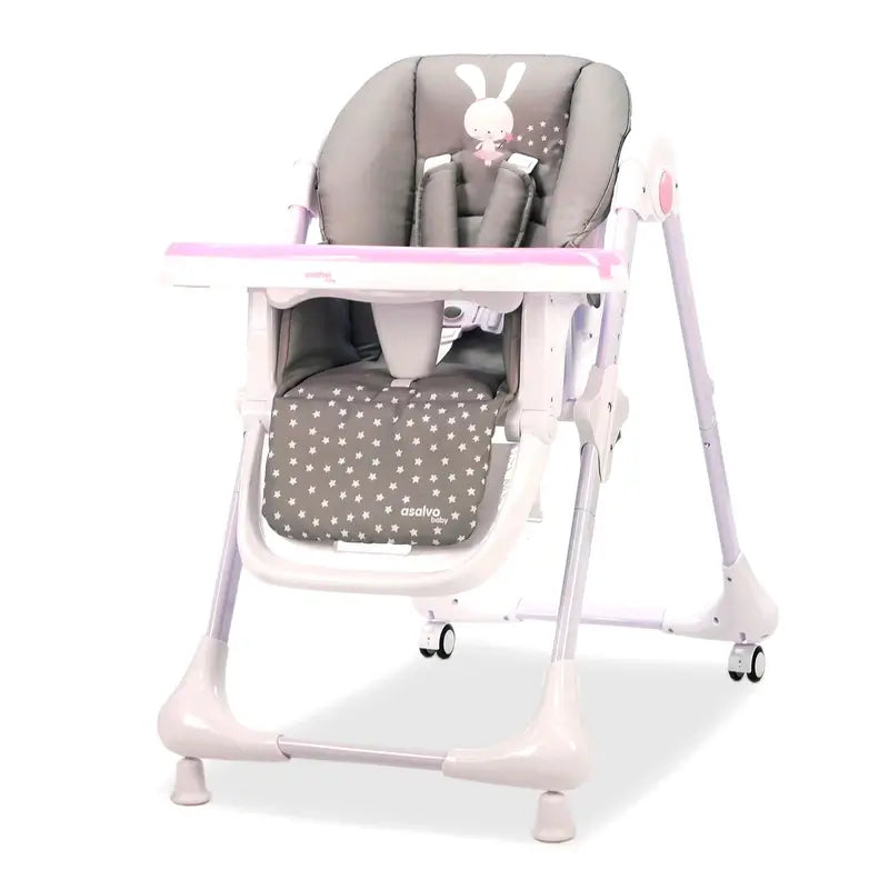 Cadeira alta com rodas Asalvo Pink Bunny