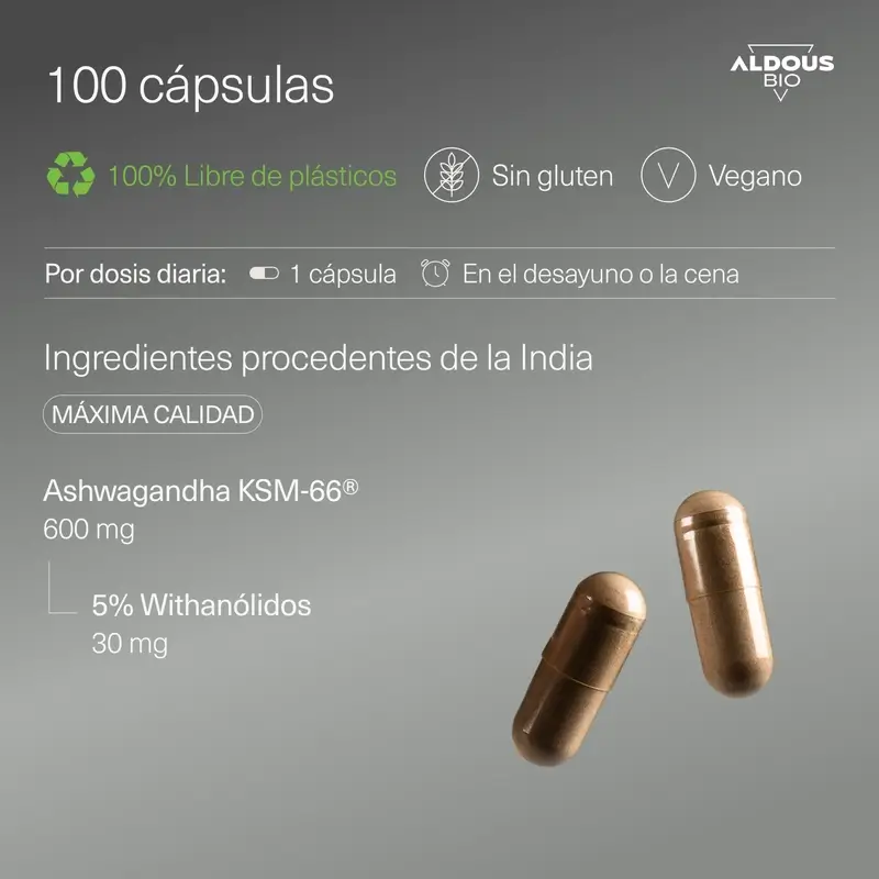 Orgânico Aldous Ashwagandha KSM-66, 600mg