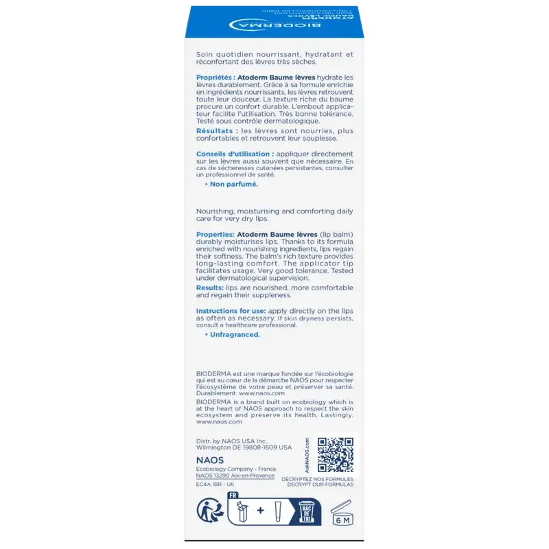 BIODERMA ATODERM BÁLSAMO LABIAL 15 ML