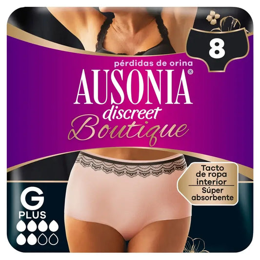 Ausonia Discreet Boutique Cuecas para incontinência Bege Plus Size G, 8 Cuecas