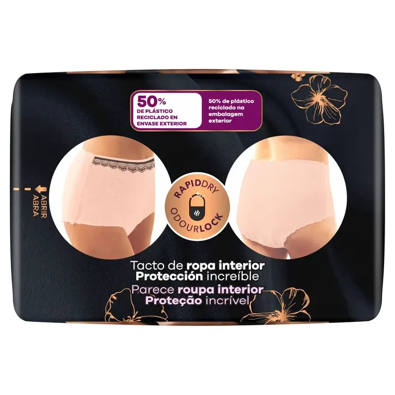 Ausonia Discreet Boutique Cuecas para incontinência Bege Plus Size G, 8 Cuecas