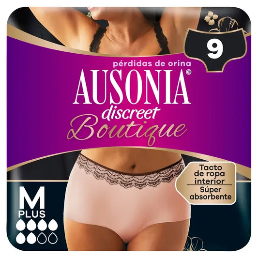 Ausonia Discreet Boutique Cuecas para incontinência Bege Plus Size M, 9 Cuecas