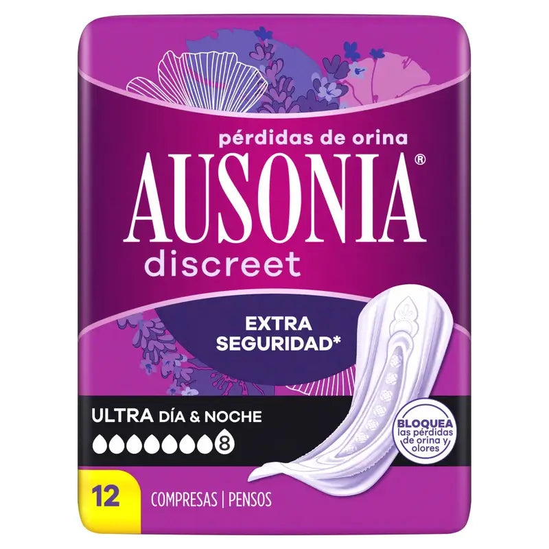 Ausonia Discreet Day & Night Ultra Urine Loss Pads, 12 unidades