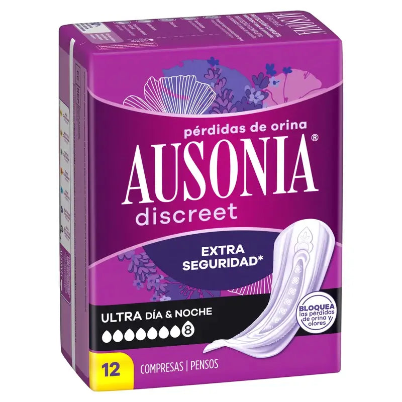 Ausonia Discreet Day & Night Ultra Urine Loss Pads, 12 unidades
