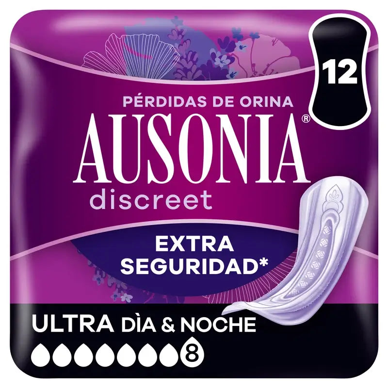 Ausonia Discreet Day & Night Ultra Urine Loss Pads, 12 unidades