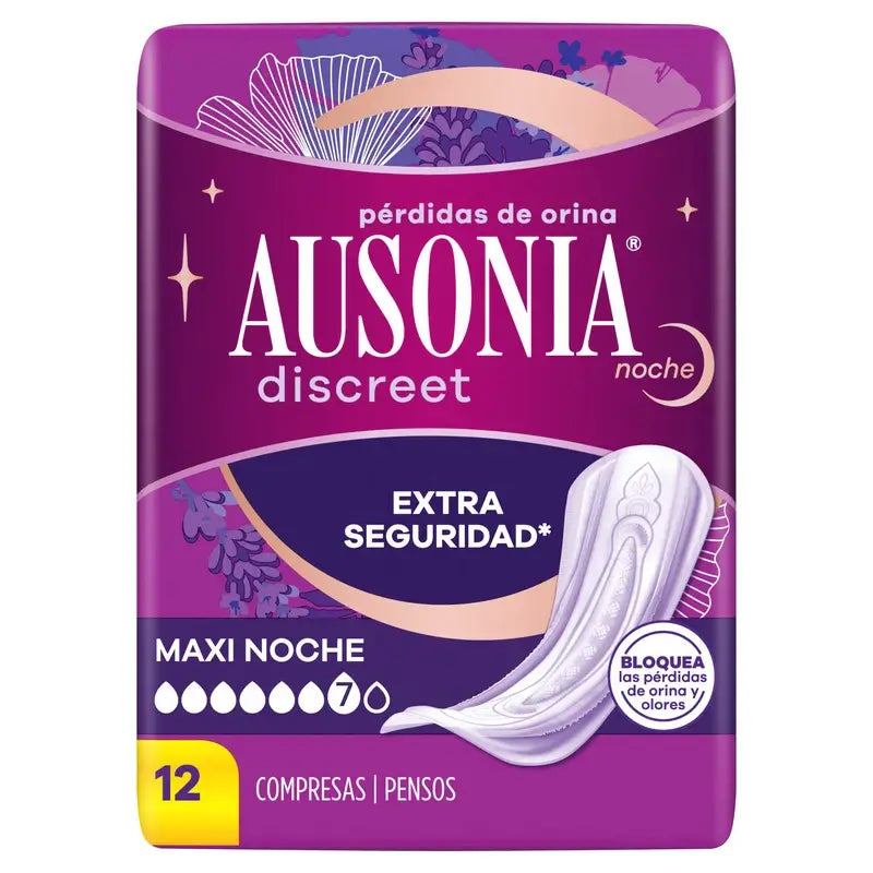 Ausonia Discreet Maxi pensos para perdas de urina durante a noite, 12 unidades