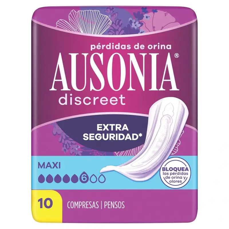Ausonia Discreet Maxi Pads para perdas de urina, 10 unidades
