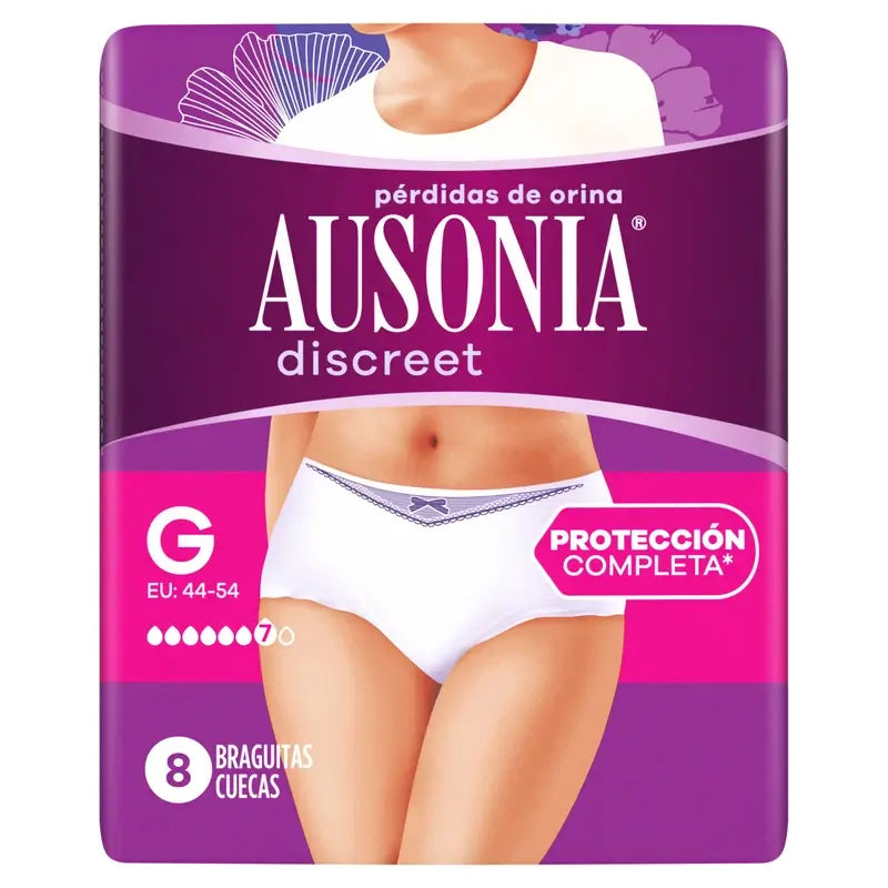 Ausonia Discreet Incontinence Briefs Plus Size G, 8 Briefs