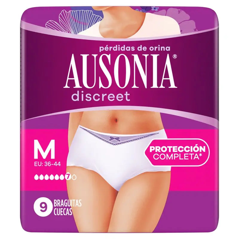 Ausonia Cuecas para incontinência discreta Plus Size M, 9 Cuecas