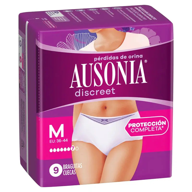 Ausonia Cuecas para incontinência discreta Plus Size M, 9 Cuecas