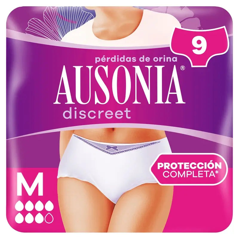 Ausonia Cuecas para incontinência discreta Plus Size M, 9 Cuecas