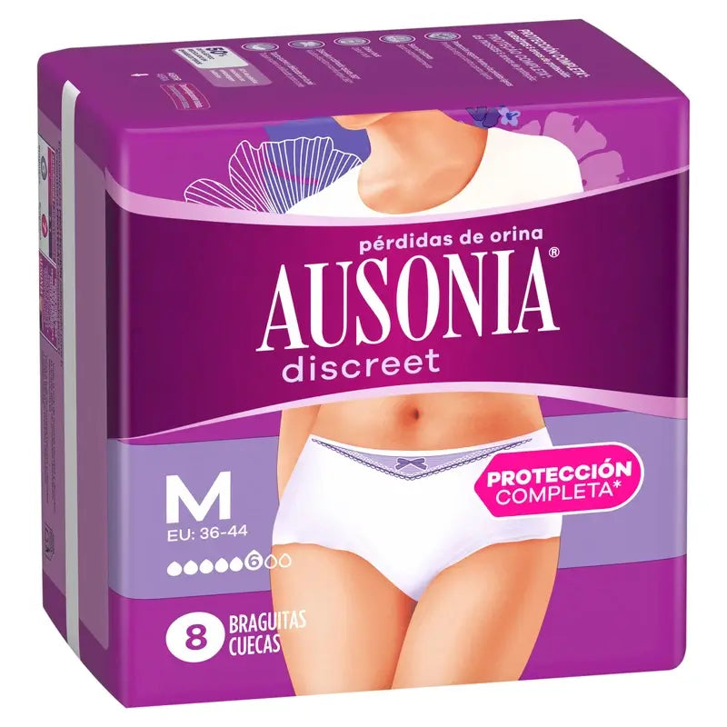 Ausonia Discreet Cuecas para incontinência Tamanho normal M, 8 Cuecas