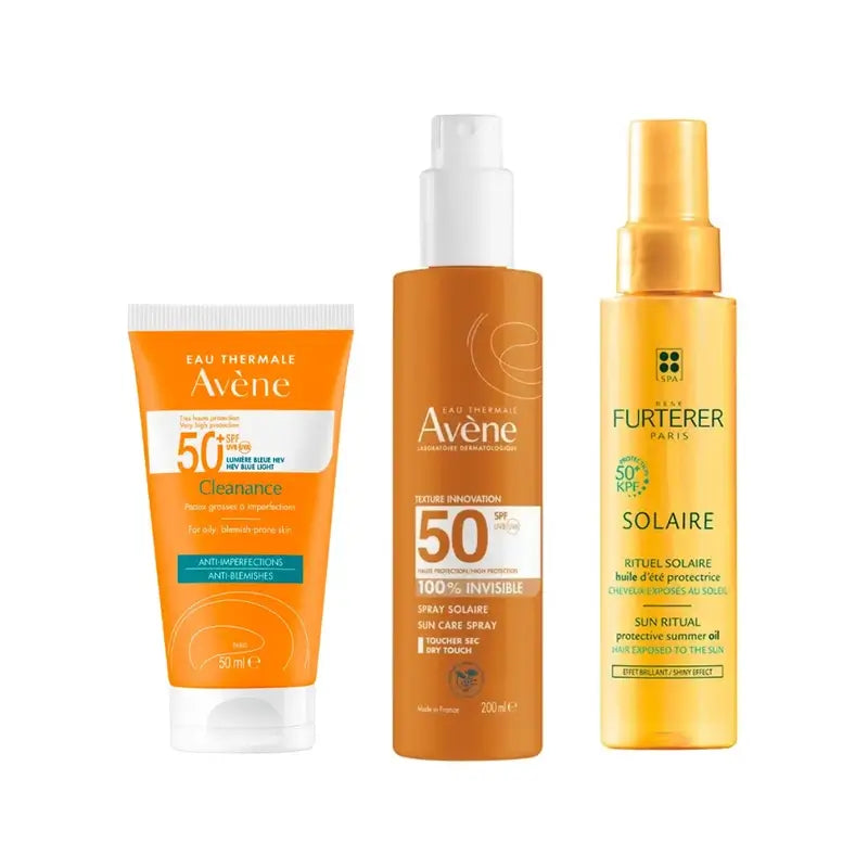 Avène Cleanance Spf 50+ 50 Ml + Spray Invisível Spf 50 200 Ml + Óleo Solar Protetor Kpf 50⁺ 100 Ml