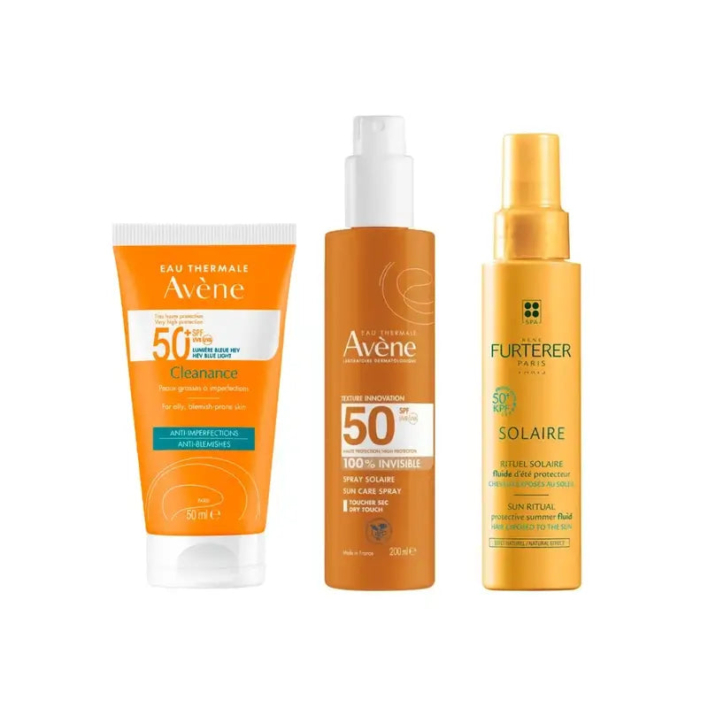 Avene Cleanance Spf 50+ 50 Ml + Spray Invisível Spf 50 200 Ml + Fluido Protetor Solar Kpf 50⁺ 100 Ml