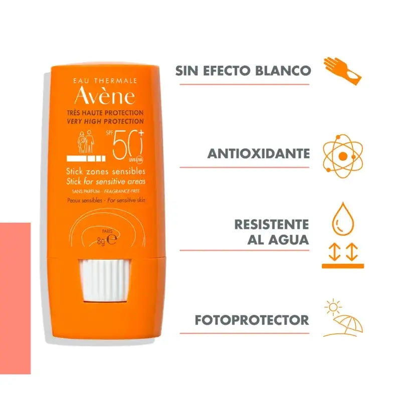 Avene Stick Solar SPF 50+ Áreas sensíveis 8 gr