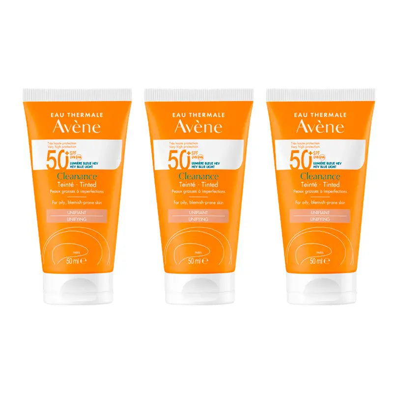Avene Cleanance Spf 50+ Protetor Facial com Cor, 3 x 50 ml