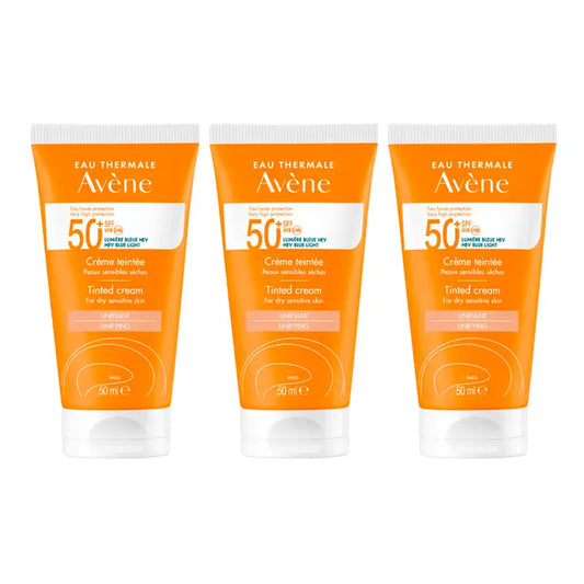 Avene Sun Cream Pele Sensível Spf 50+ Cor, 3 x 50 ml