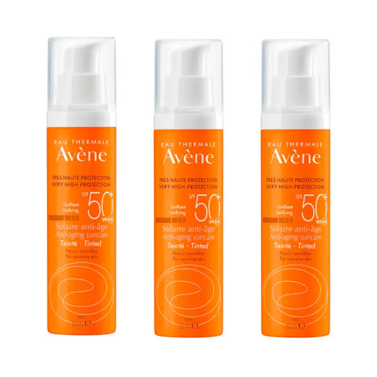 Avene Protetor Solar Anti-Idade Spf 50+ Protetor Solar com Cor, 3 x 50 ml