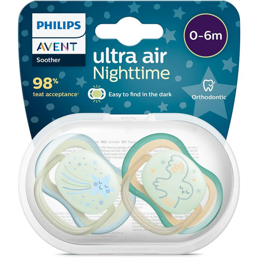 Avent Ultra Air Chupetas 0-6 Meses Bebé - Noite , 2 peças
