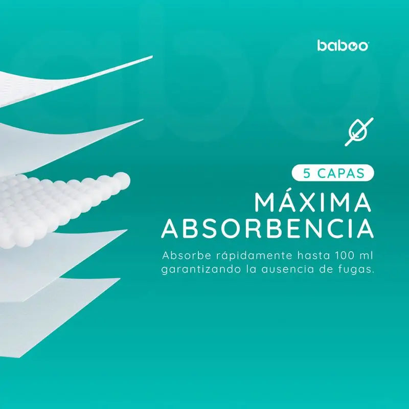 Pensos absorventes descartáveis Baboo, 120 unidades.