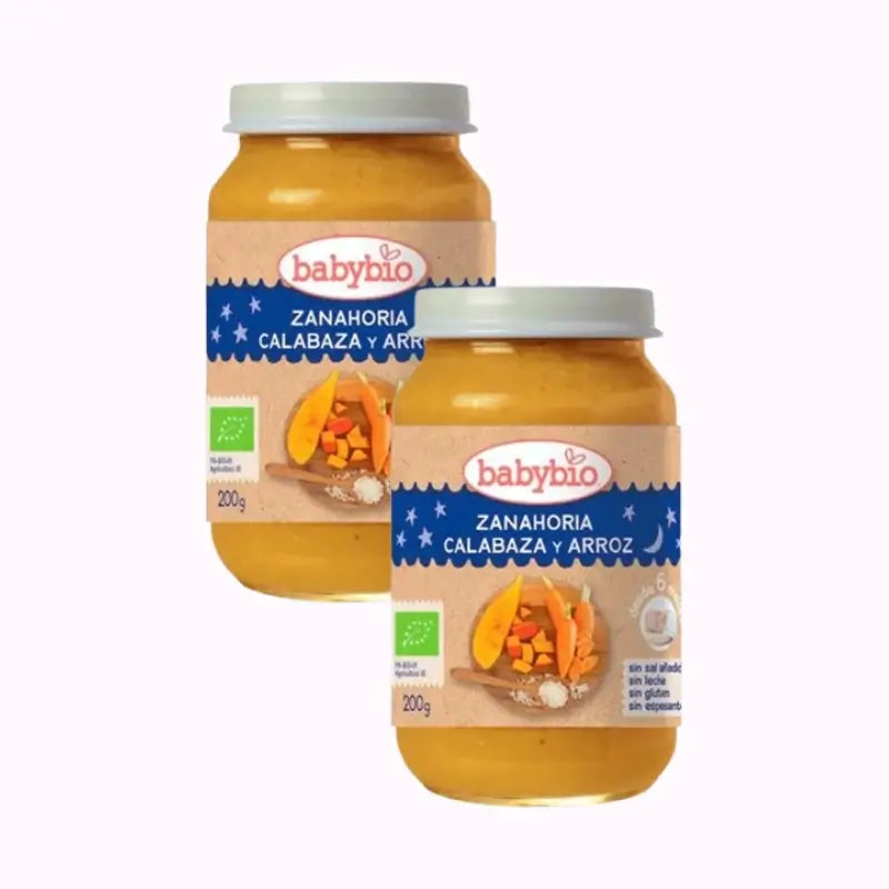 Babybio Goodnight Cenoura-Squash-Richo, embalagem de 2 x 200 gramas