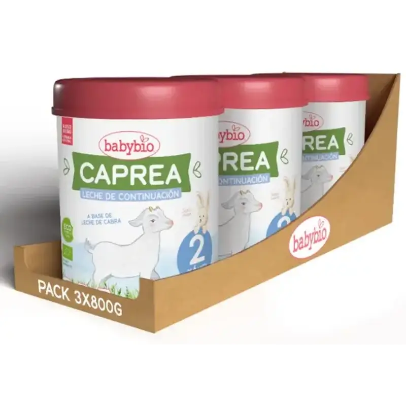 Babybio Caprea 2 Leite de Cabra 6-12 Meses, Embalagem 3 x 800 g