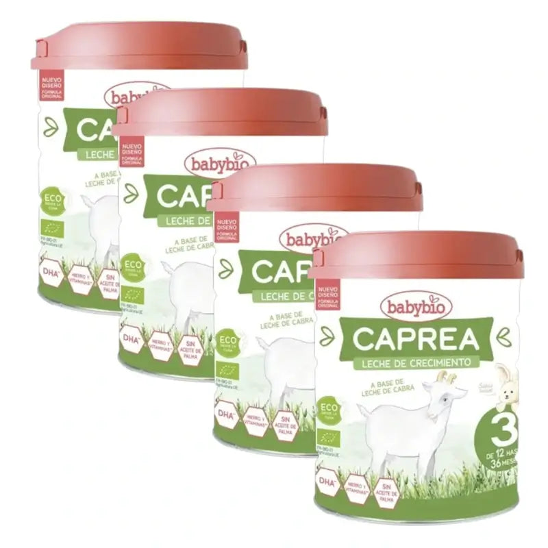 Babybio Caprea 3 Leite de Cabra 12-36 Meses, Embalagem 4 x 800g