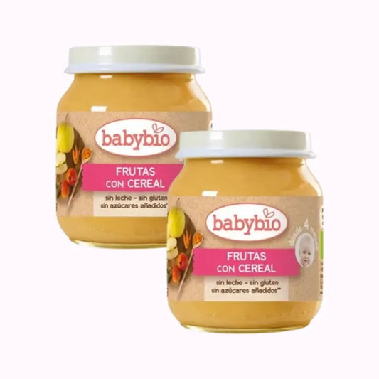 Babybio Frutos com Cereais, embalagem de 2 x 130 gramas