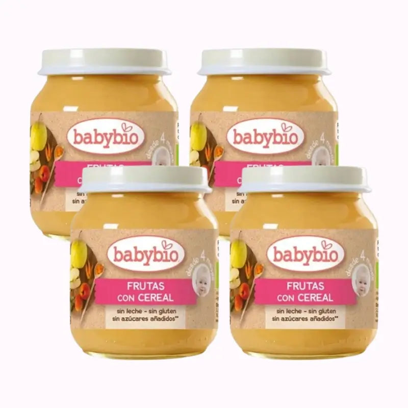 Babybio Frutos com Cereais, embalagem de 4 x 130 gramas