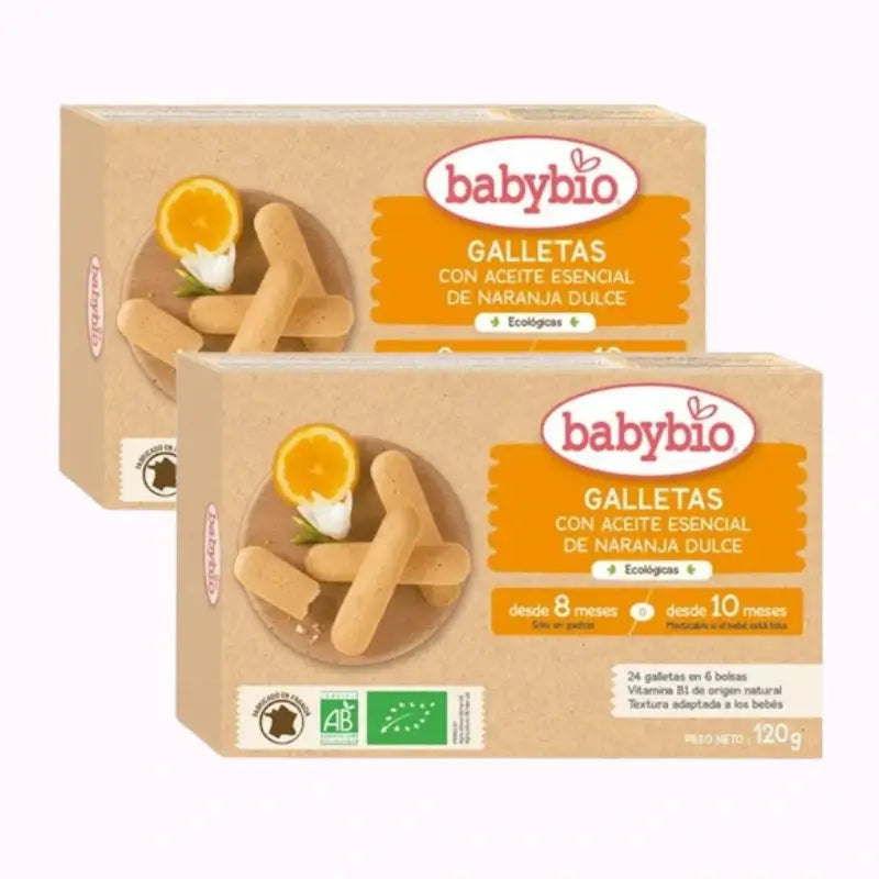 Biscoitos de dentição Babybio, embalagem de 2 x 120g