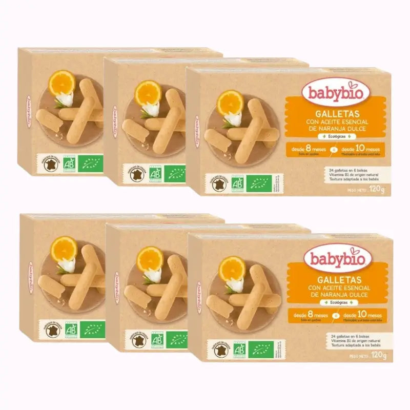 Biscoitos de dentição Babybio, embalagem de 6 x 120g
