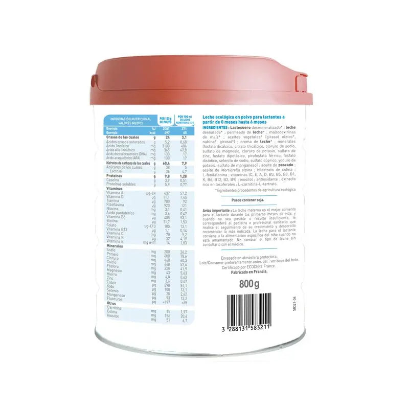 Babybio Primea 1 Leite de Vaca para Bebés 0-6 Meses, 800g