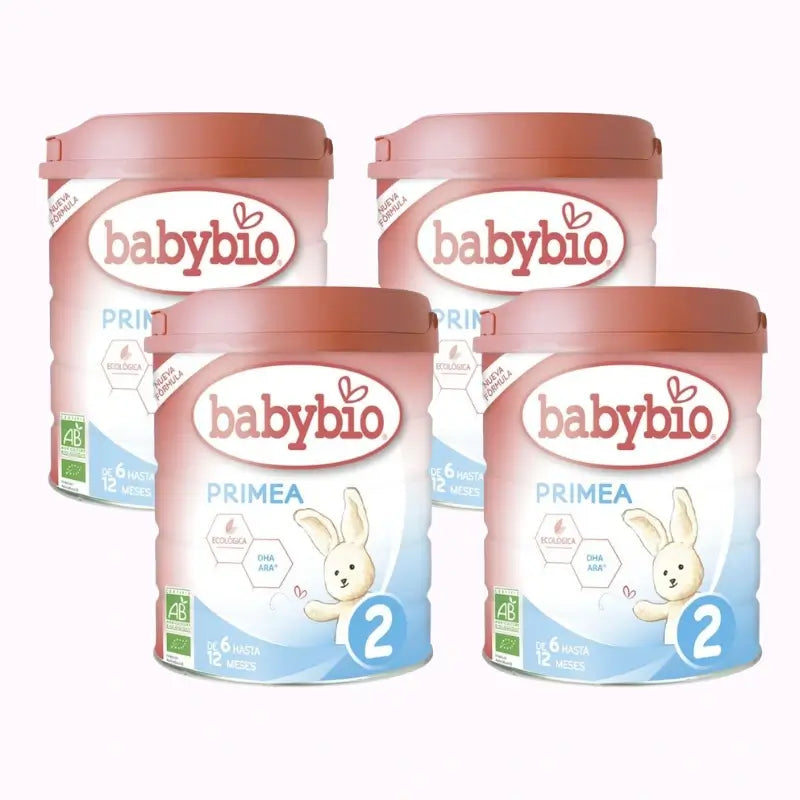 Babybio Primea 2 Leite de vaca 6-12 meses, embalagem de 4 x 800 gramas