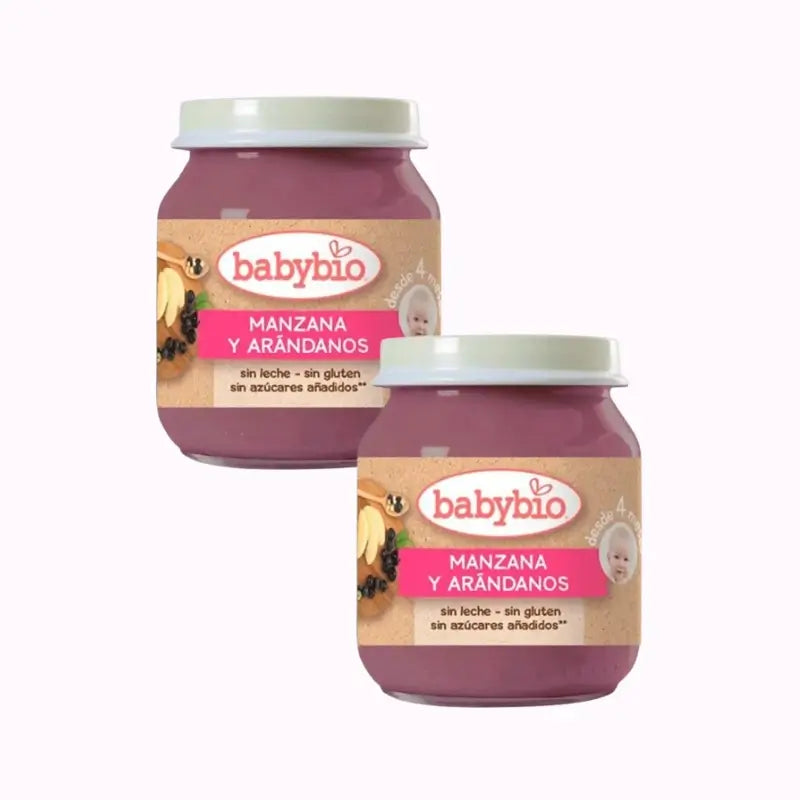 Babybio Maçã Mirtilos, Embalagem 2 x Mirtilos, 130g