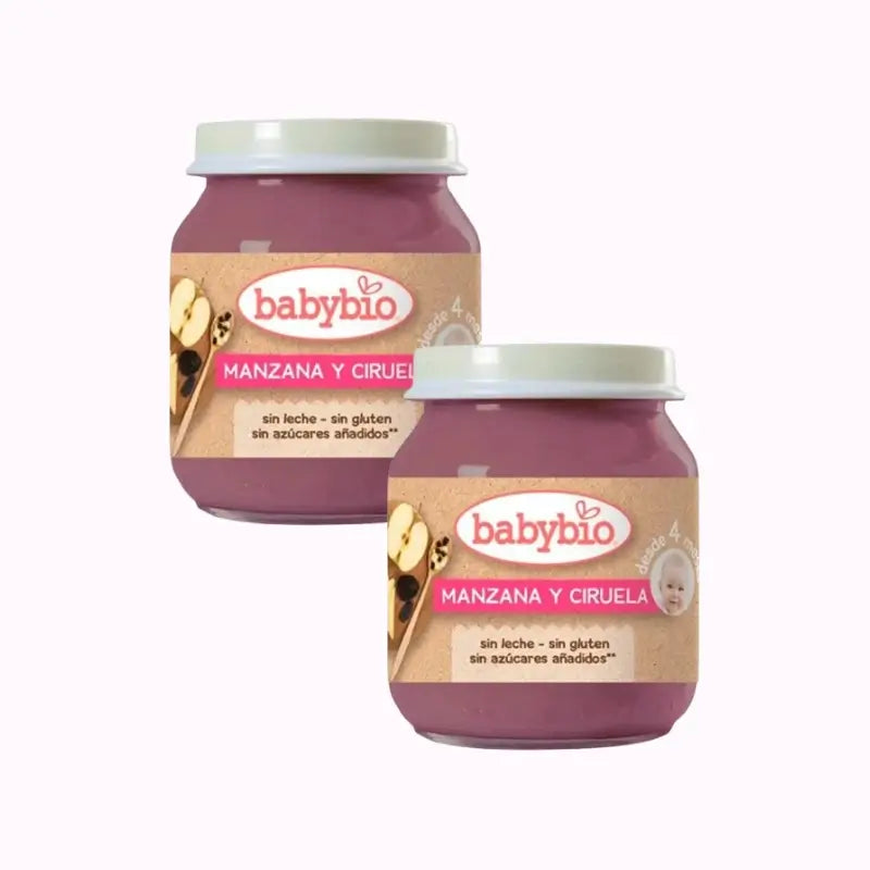 Babybio Maçã Ameixa, Embalagem 2 x Ameixa, 130g