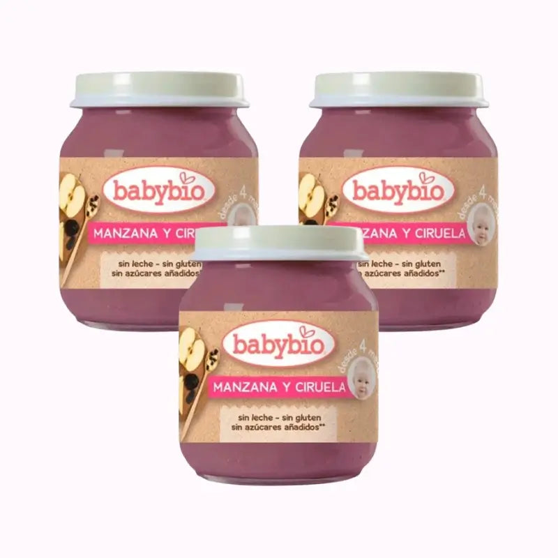 Babybio Maçã Ameixa, Embalagem 3 x Ameixa, 130g