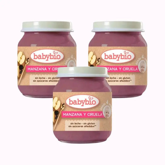 Babybio Maçã Ameixa, Embalagem 3 x Ameixa, 130g